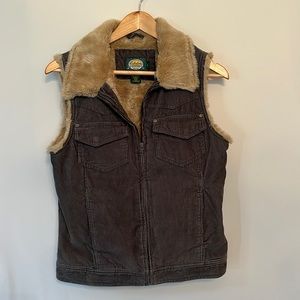 Women’s Vintage - Size M - Olive Faux Fur Lined, Corduroy Vest